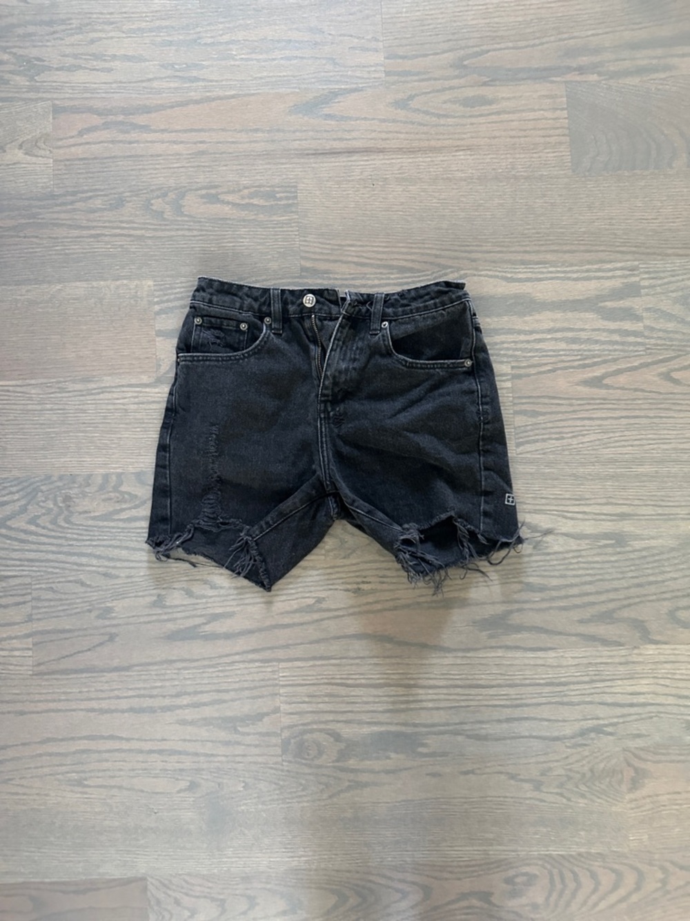 Ksubi Black Distressed Denim Jean Shorts